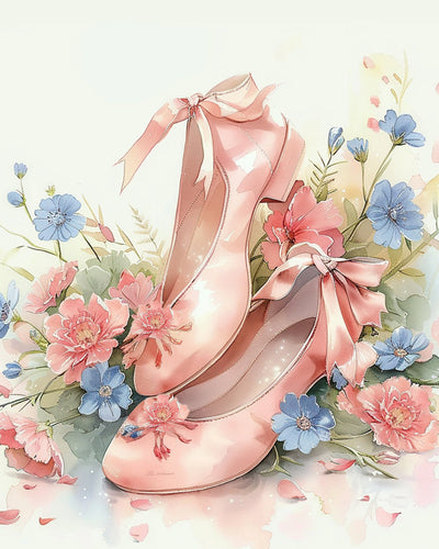 Chaussures Roses et Fleurs Broderie Diamant