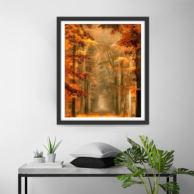 Chemin dans la Forêt d'Automne Broderie Diamant