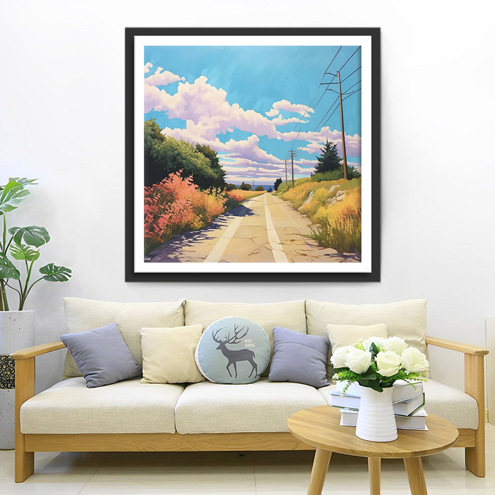 Chemin de Terre sous le Ciel Bleu Broderie Diamant