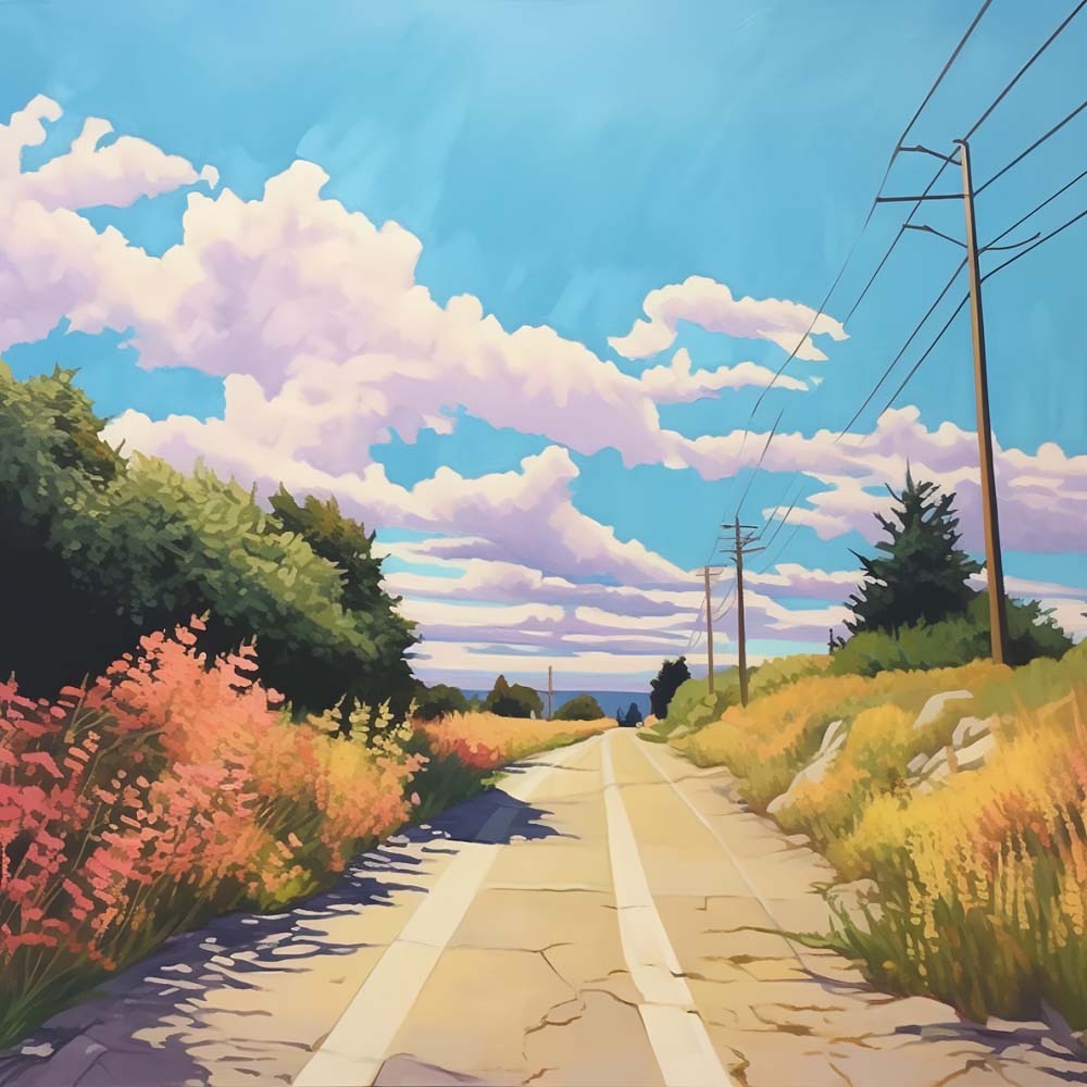 Chemin de Terre sous le Ciel Bleu Broderie Diamant