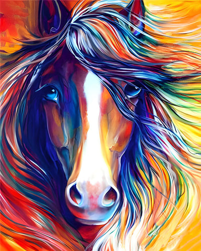 Cheval Coloré Cool Broderie Diamant