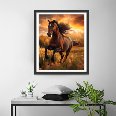 Cheval Courant sur l’Herbe Broderie Diamant