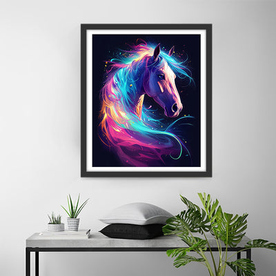 Cheval Lumineux dans l'Obscurite Broderie Diamant