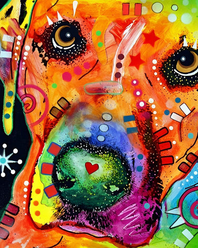 Chien Abstrait en Pop Art Broderie Diamant