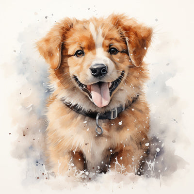 Chien avec la Langue Tiree Broderie Diamant
