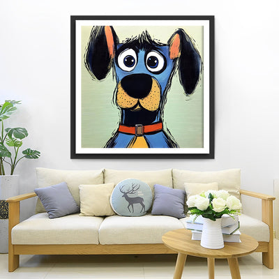 Chien Bleu en Graffiti Broderie Diamant