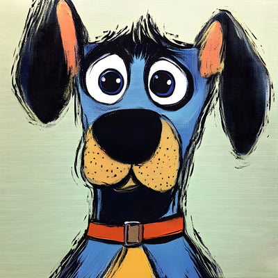 Chien Bleu en Graffiti Broderie Diamant