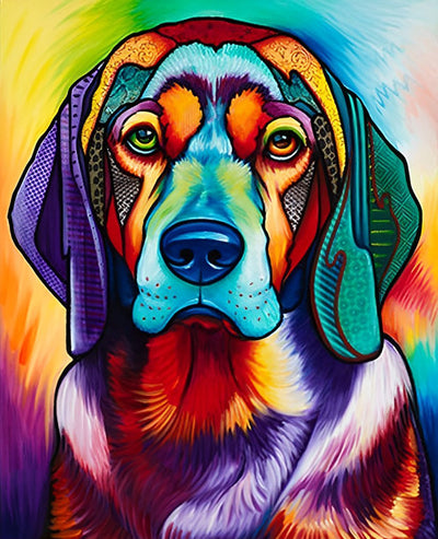 Chien Coloré à Grandes Oreilles Broderie Diamant