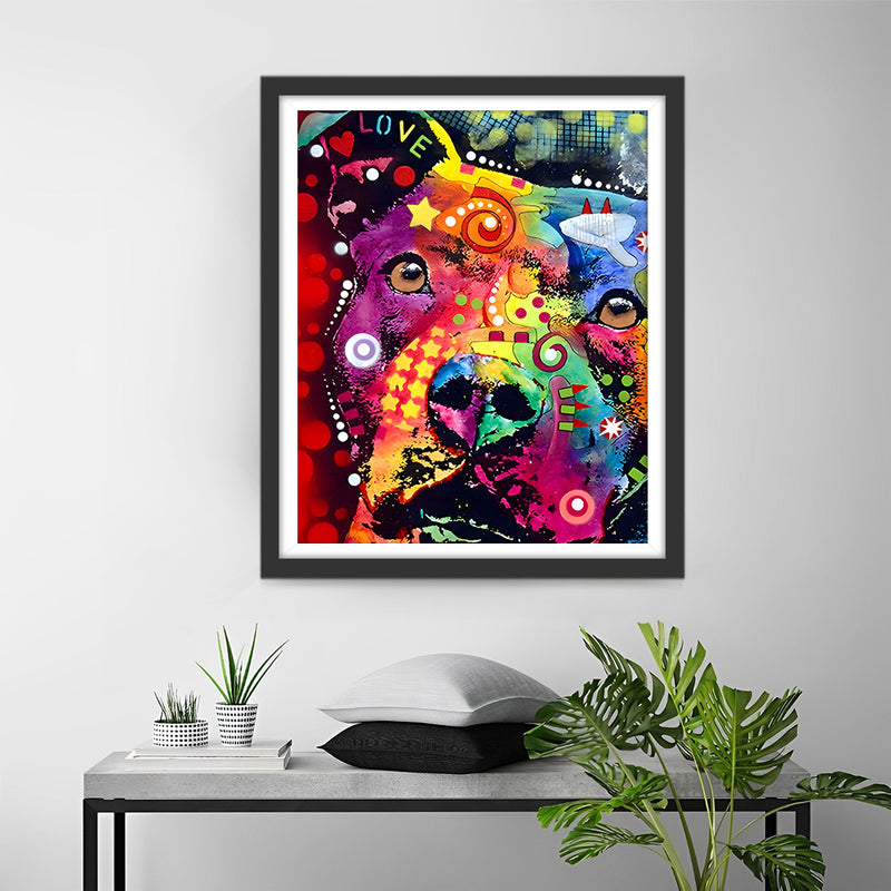 Chien Coloré en Style Pop Art Broderie Diamant