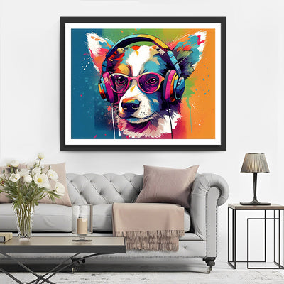 Chien Coloré Pop-Art Broderie Diamant