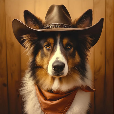 Chien dans Un Chapeau Broderie Diamant