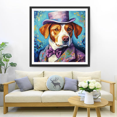 Chien en Costume Violet Broderie Diamant