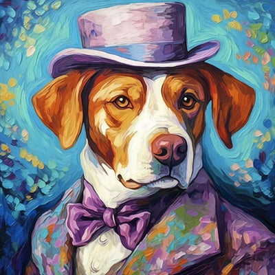 Chien en Costume Violet Broderie Diamant