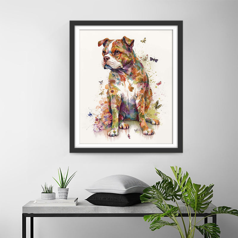 Chien et Papillons Broderie Diamant