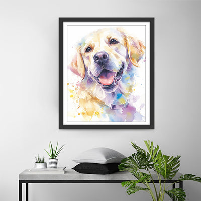 Chien Heureux Style Aquarelle Broderie Diamant
