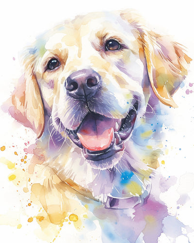 Chien Heureux Style Aquarelle Broderie Diamant