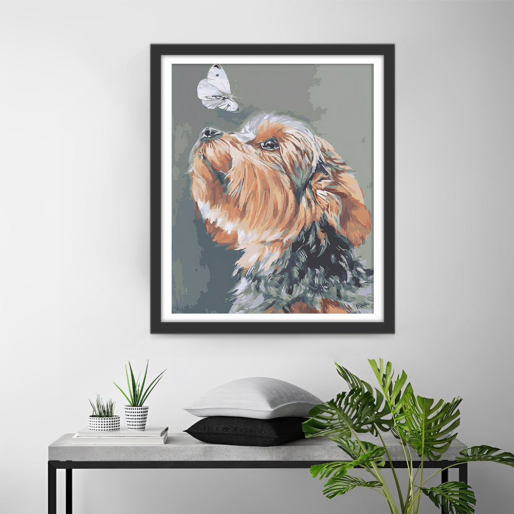 Chien Mignon et Papillon Broderie Diamant
