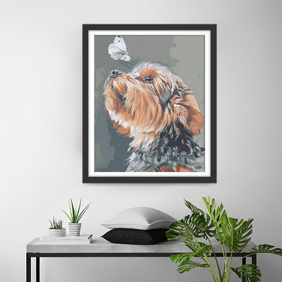 Chien Mignon et Papillon Broderie Diamant