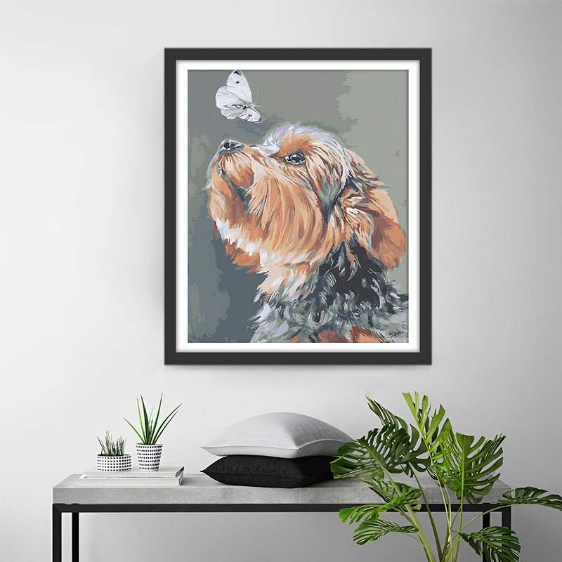 Chien Mignon et Papillon Broderie Diamant