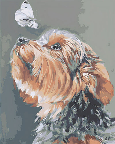 Chien Mignon et Papillon Broderie Diamant
