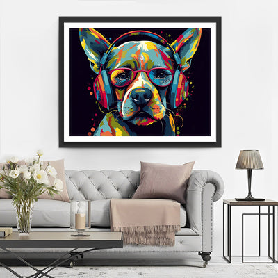 Chien Pop-Art avec Lunettes Broderie Diamant