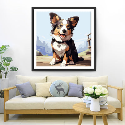 Chien Souriant avec Collier Broderie Diamant