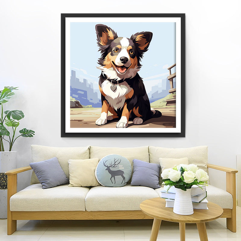 Chien Souriant avec Collier Broderie Diamant