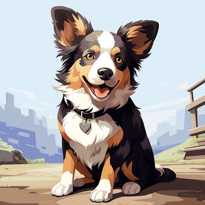 Chien Souriant avec Collier Broderie Diamant