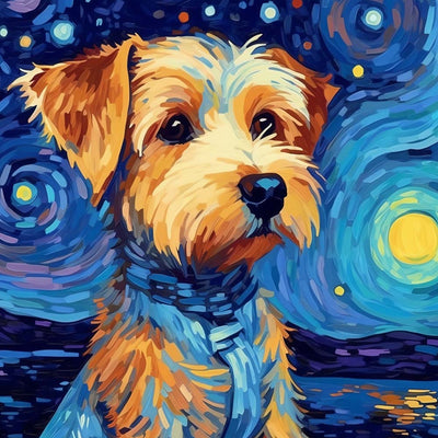 Chien sous la Nuit Étoilée Broderie Diamant