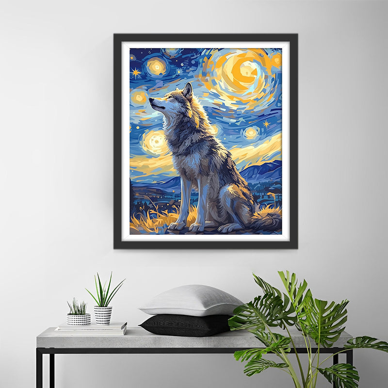 Chien sous les Étoiles Broderie Diamant