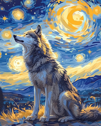 Chien sous les Étoiles Broderie Diamant