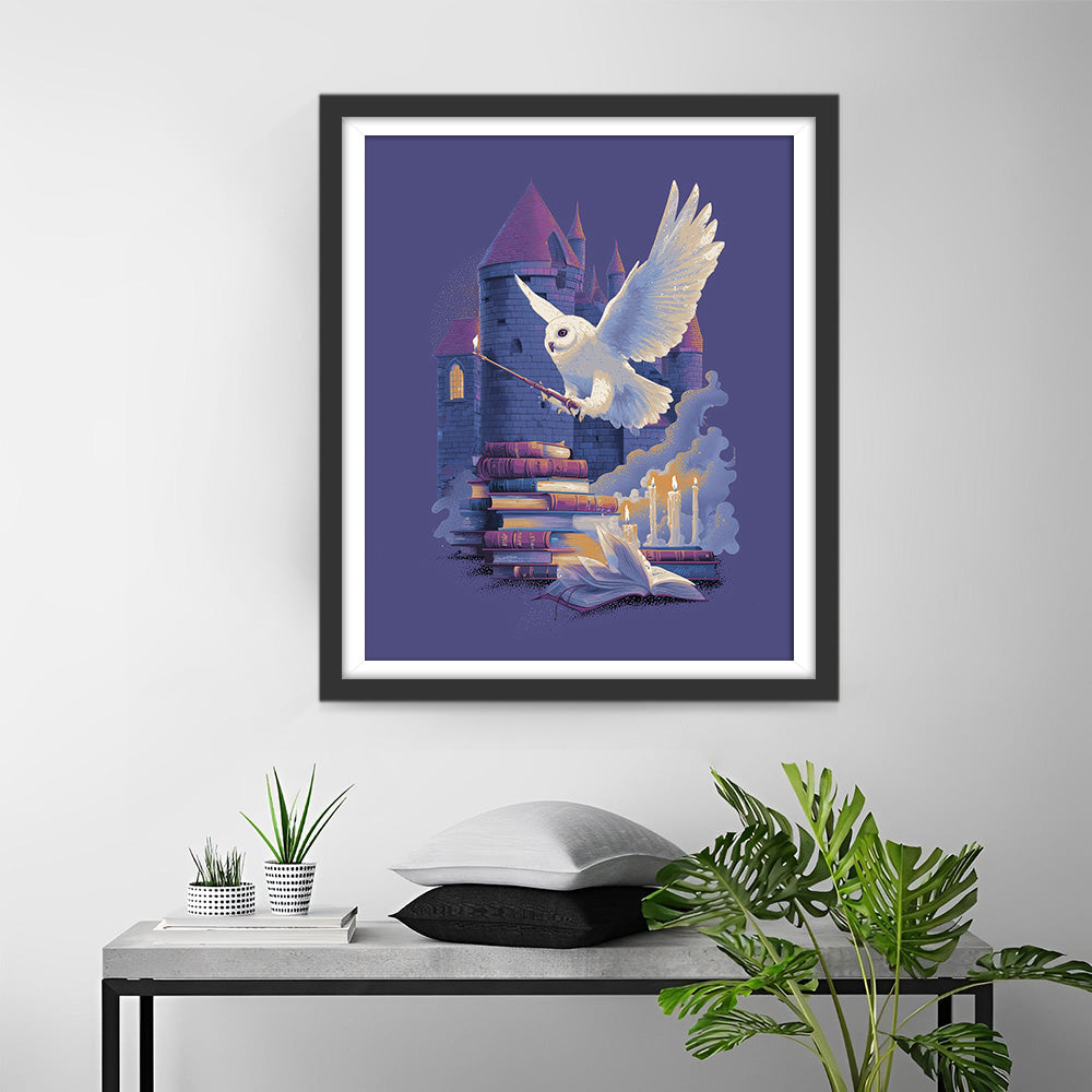 Chouette Blanche, Livres Magiques et un Château Broderie Diamant