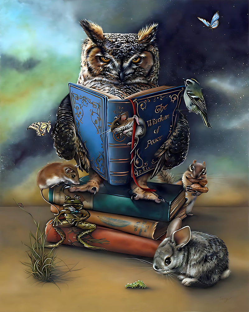 Chouette Sage et Souris Broderie Diamant