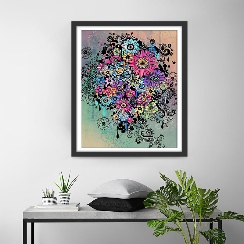 Chrysanthème Abstrait Broderie Diamant