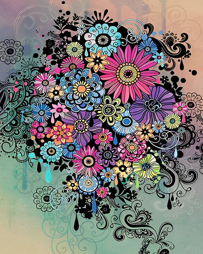 Chrysanthème Abstrait Broderie Diamant