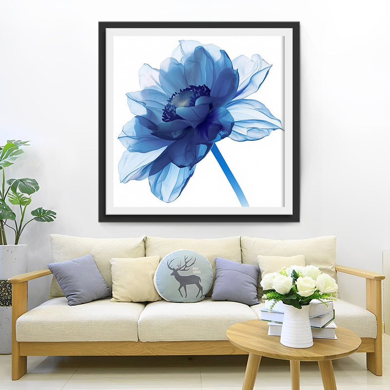 Chrysanthème Bleu Transparent Broderie Diamant