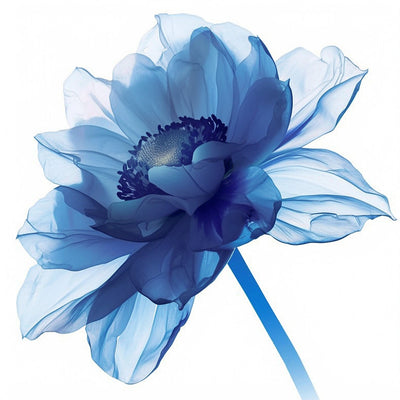 Chrysanthème Bleu Transparent Broderie Diamant