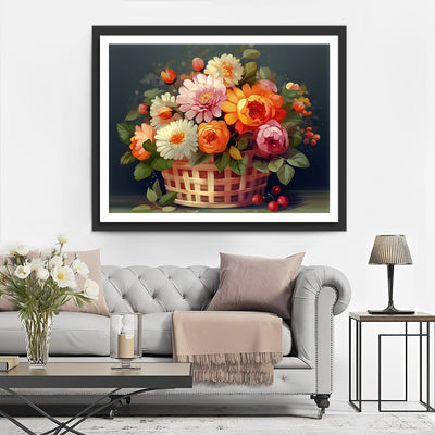 Chrysanthème dans un Panier Broderie Diamant