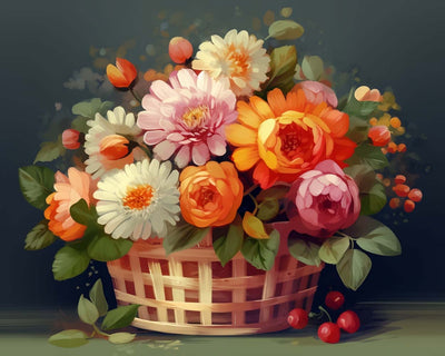 Chrysanthème dans un Panier Broderie Diamant