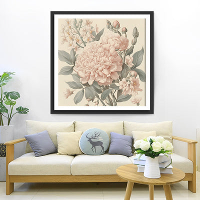 Chrysanthème epanoui et Bourgeons Broderie Diamant