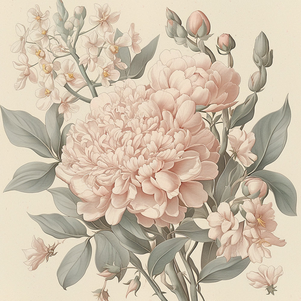 Chrysanthème epanoui et Bourgeons Broderie Diamant