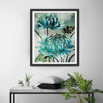 Chrysanthème Vert Doré Broderie Diamant