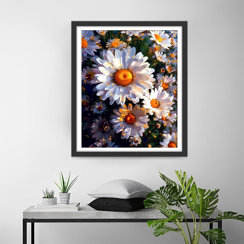 Chrysanthèmes en Style Peinture à l’Huile Broderie Diamant