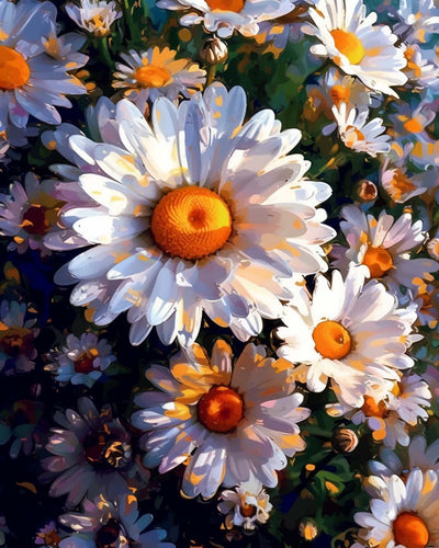 Chrysanthèmes en Style Peinture à l’Huile Broderie Diamant