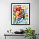 Chrysanthèmes Oranges Abstraits Broderie Diamant