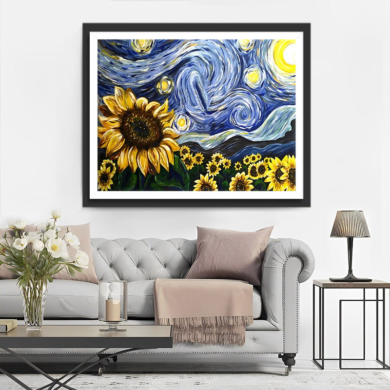Ciel Étoilé et Tournesols Broderie Diamant