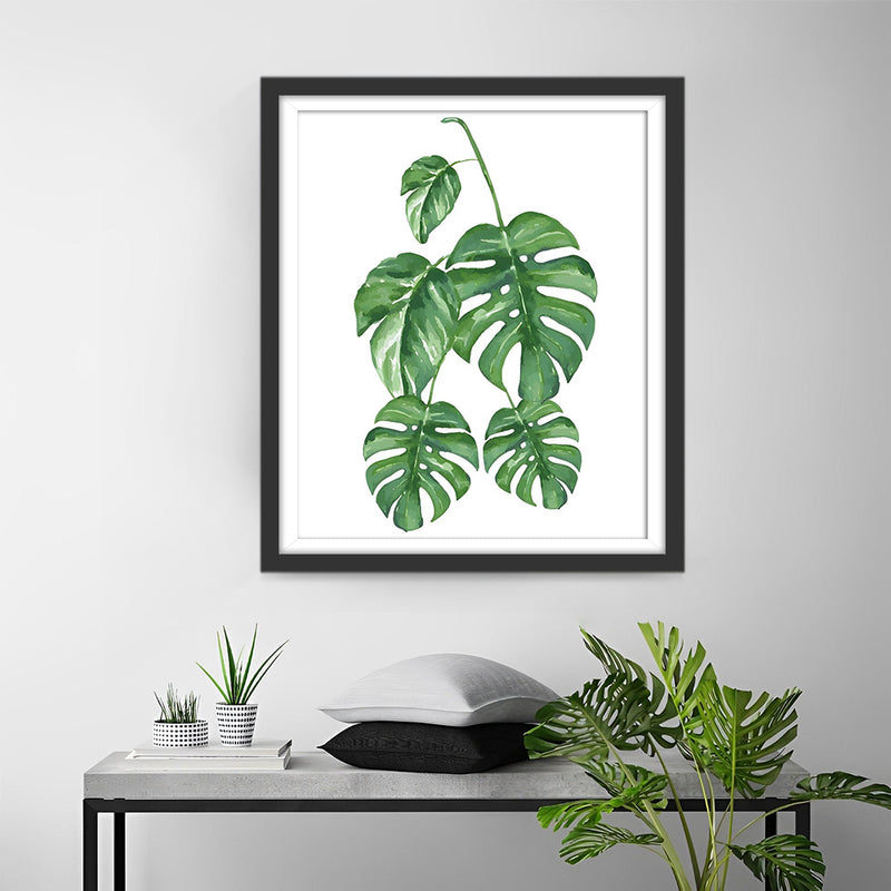 Cinq Feuilles de Monstera Broderie Diamant
