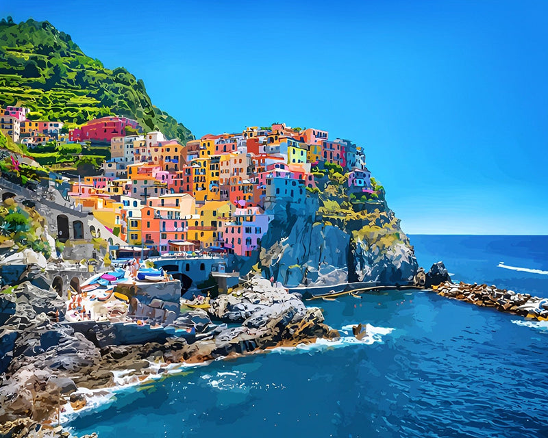 Cinque Terre en Italie Broderie Diamant