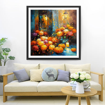 Citrouilles d’Automne et Fleurs Passionnees Broderie Diamant