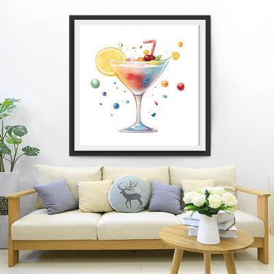Cocktail de Fruits Coloré Broderie Diamant